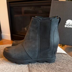 Sorel Black Wedge Ankle Boots